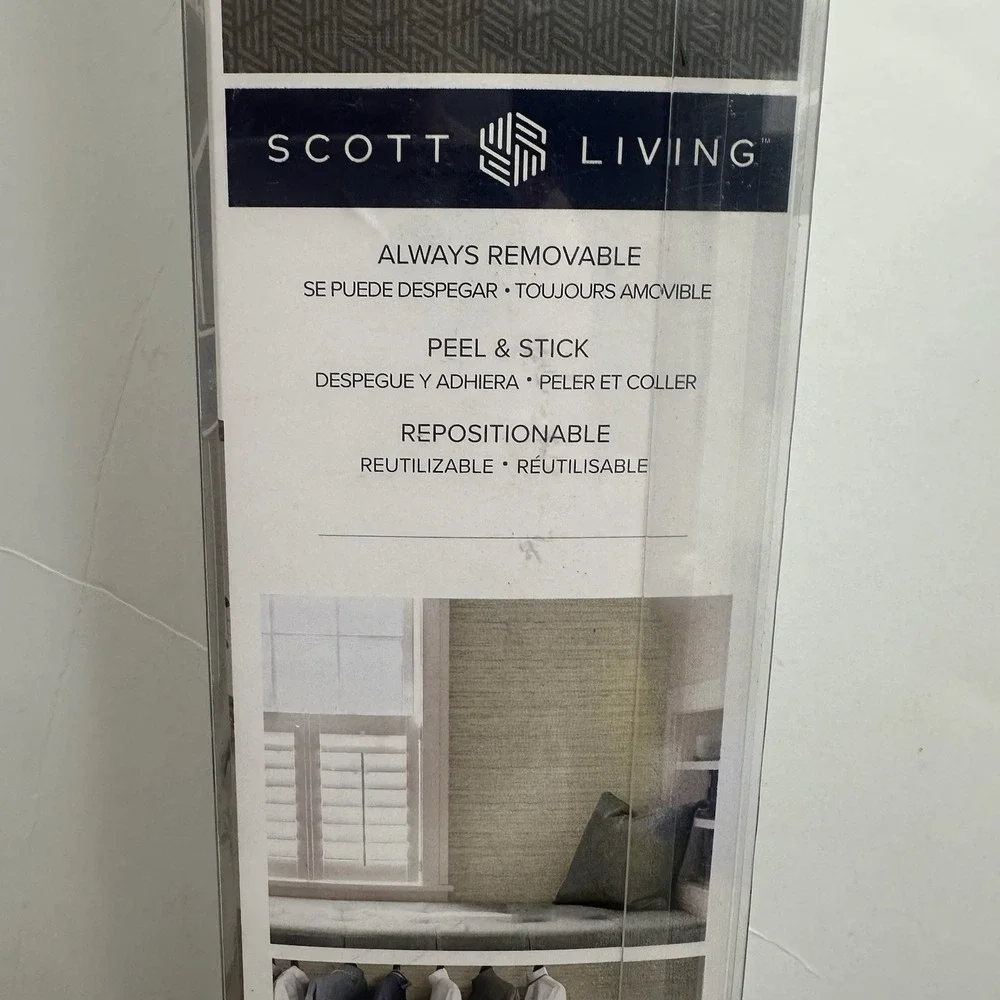 PARTIAL Scott Living Self-Adhesive Wallpaper Artisan Weave Graphite 20.5